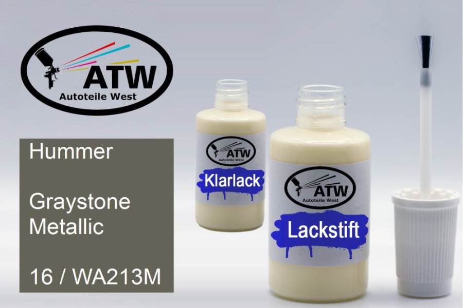 Hummer, Graystone Metallic, 16 / WA213M: 20ml Lackstift + 20ml Klarlack - Set, von ATW Autoteile West.